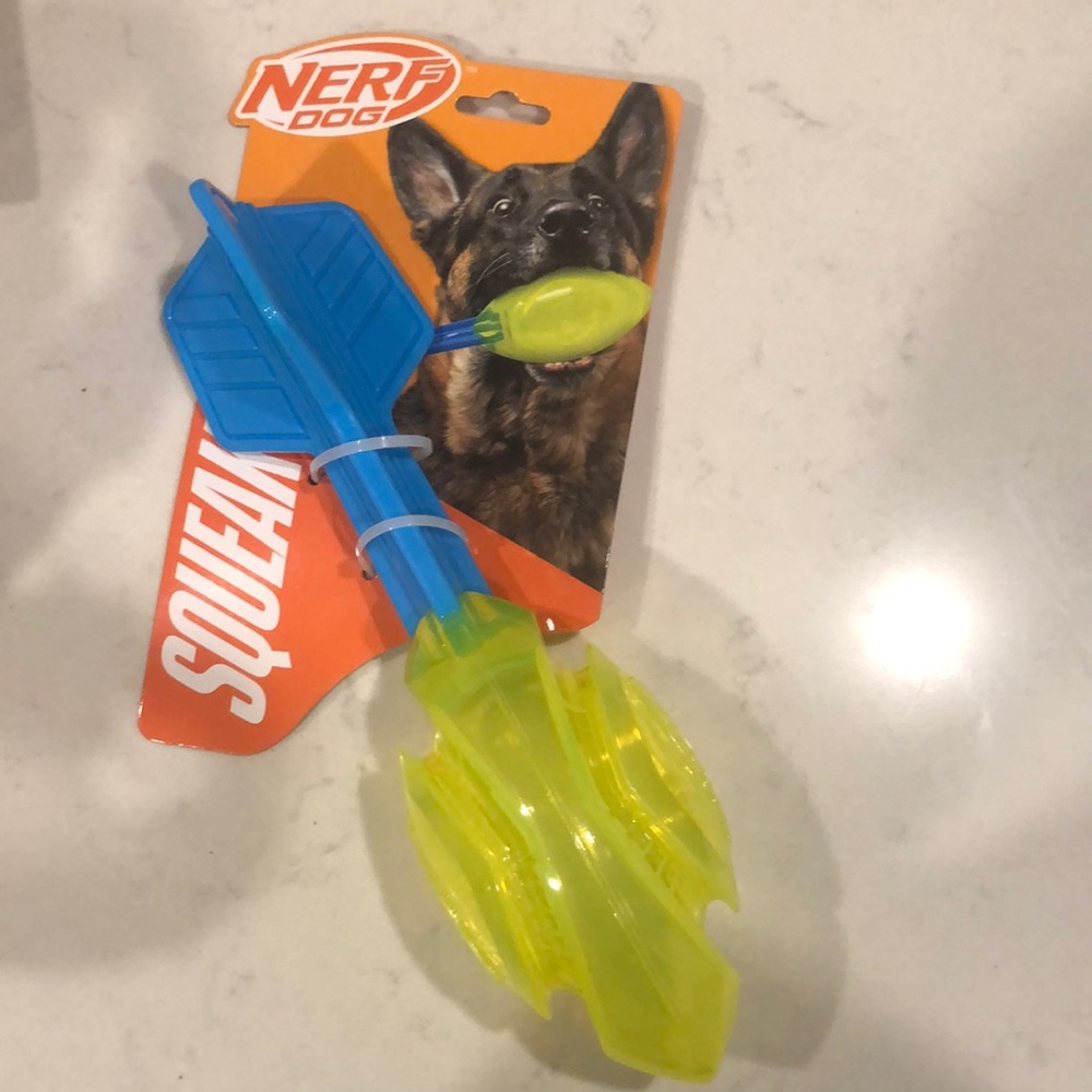 Nerf Dog Squeaker Toy - Blue and Yellow